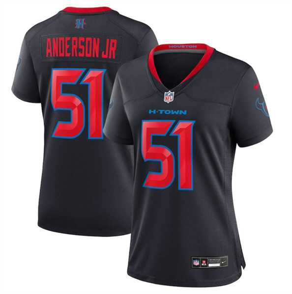 Womens Houston Texans #51 Will Anderson Jr. Navy 2024 2nd Alternate Stitched Jersey Dzhi->women nfl jersey->Women Jersey